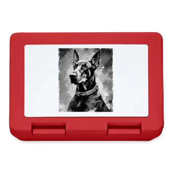 Portrait de chien doberman - Boîte à goûter - rouge - Devant