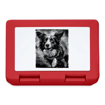 Border Collie Hund Porträt - Brotdose - Rot - Vorne