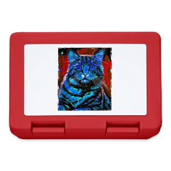 Cat Portrait Head - Lunchbox - red - Front