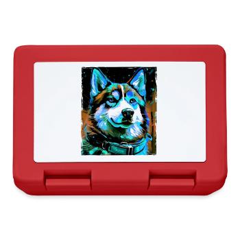 Portrait de chien husky - Boîte à goûter - rouge - Devant