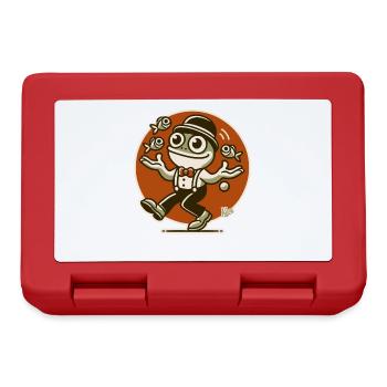 Fröhlicher Retro-Frosch jongliert mit Fischen - Brotdose - Rot - Vorne