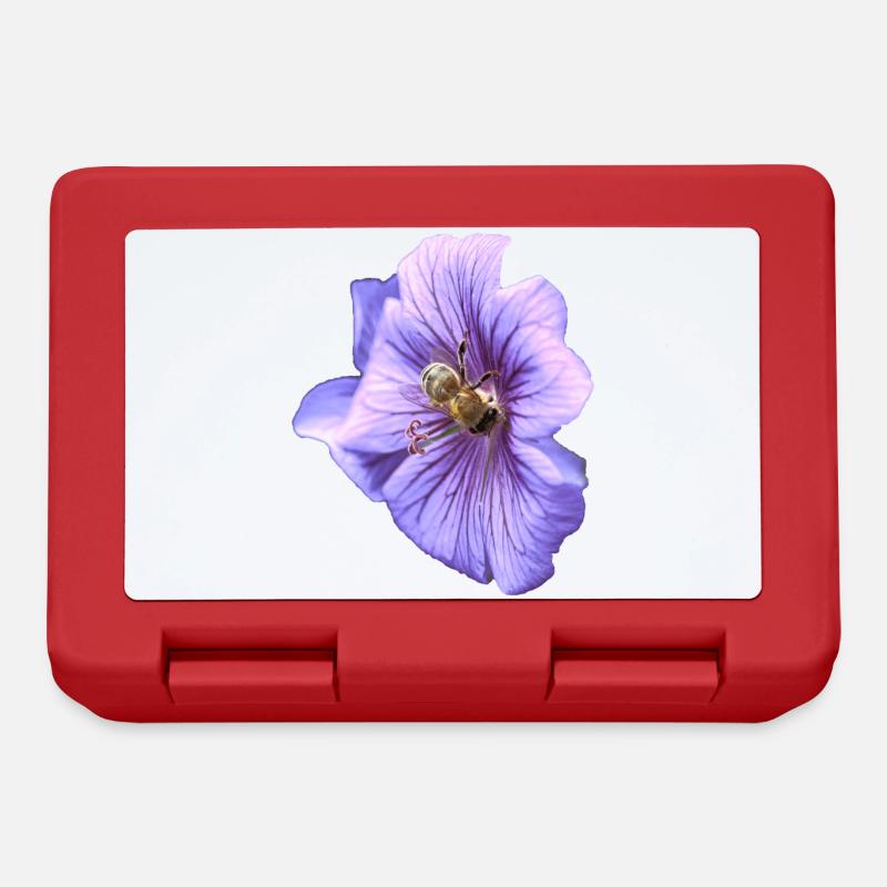 Violette Blüte mit Biene - Brotdose - Rot