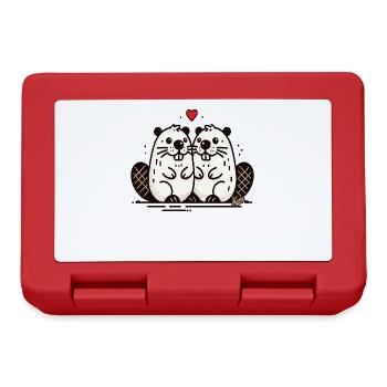 Beaver couple in love - Lunchbox - red - Front