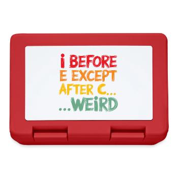 I Before E Except After C Funny Grammar Quote - Lunchbox - red - Front