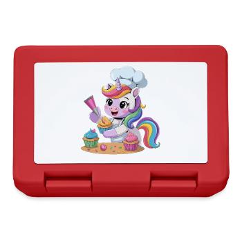 Cute Unicorn Baker Rainbow Baking Cupcake Gifts - Brotdose - Rot - Vorne