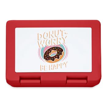 Donut Worry Be Happy Drôle Doughnut lover Pun - Boîte à goûter - rouge - Devant