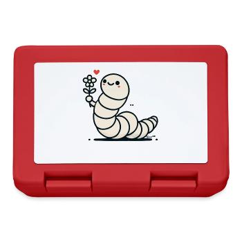 Lustiger Wurm mit Blume - Brotdose - Rot - Vorne
