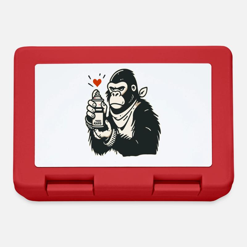Graffiti Street Art Gorilla with Spray Can - Lunchbox - red