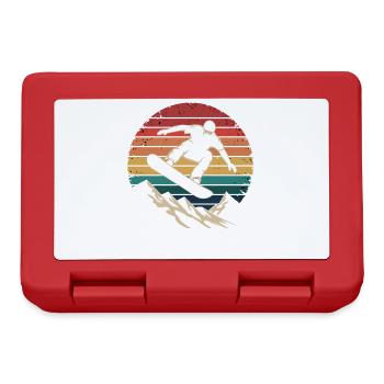 Retro Snowboarding Mountain Sunset Snowboard - Brotdose - Rot - Vorne