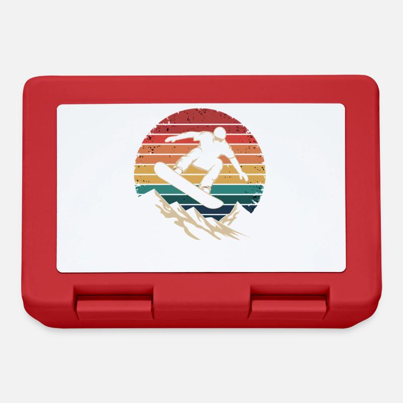 Retro Snowboarding Mountain Sunset Snowboard - Brotdose - Rot