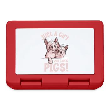 Just A Girl Who Loves Pigs Schwein Schweinchen - Brotdose - Rot - Vorne