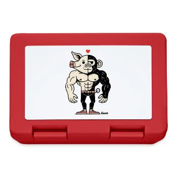 Muskel Gorilla Schwein Mann - Brotdose - Rot - Vorne
