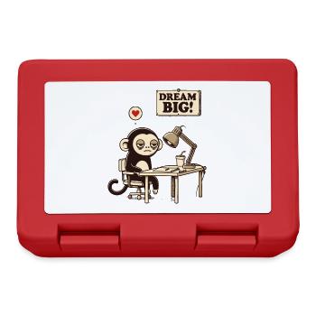 Singe démotivé au bureau avec « Dream Big » - Boîte à goûter - rouge - Devant