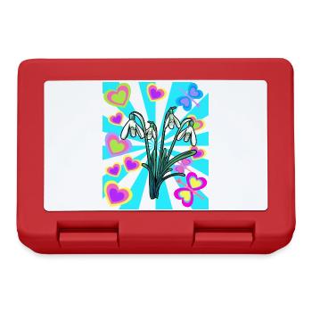Retro Vintage Snowdrop Flowers Spring - Lunchbox - red - Front