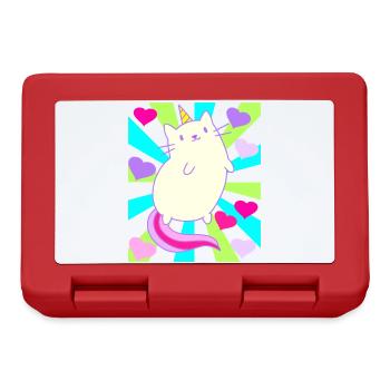 Licorne Licornes Chat Chat Rétro Enfants - Boîte à goûter - rouge - Devant