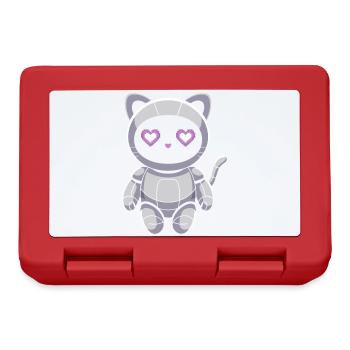 Robot chat câlin avec des yeux en cœur - Boîte à goûter - rouge - Devant