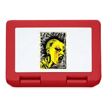 Wild punk woman with mohawk and anger on postage stamp - Lunchbox - red - Front