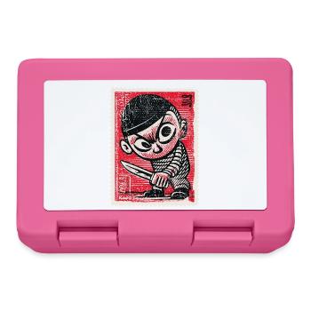Bande dessinée gangster sur timbre-poste - Boîte à goûter - rose - Devant