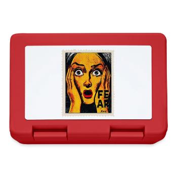 Pop art femme avec cri sur timbre-poste - Boîte à goûter - rouge - Devant