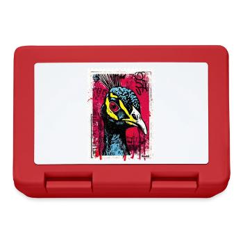 Pfau mit pinkem Blick im Streetart-Look - Brotdose - Rot - Vorne
