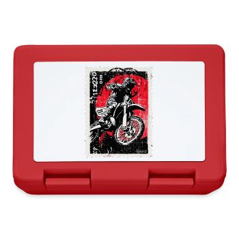 Motocross rider in front of red sun postage stamp - Lunchbox - red - Front