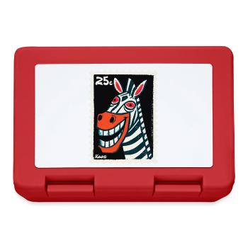 Grinning zebra in stamp look - Lunchbox - red - Front
