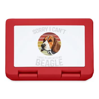 Illustration humoristique de beagle avec coucher de soleil rétro - Boîte à goûter - rouge - Devant