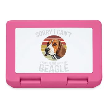 Illustration humoristique de beagle avec coucher de soleil rétro - Boîte à goûter - rose - Devant
