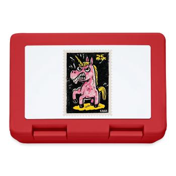 Wütendes Einhorn als Comic-Briefmarke - Brotdose - Rot - Vorne