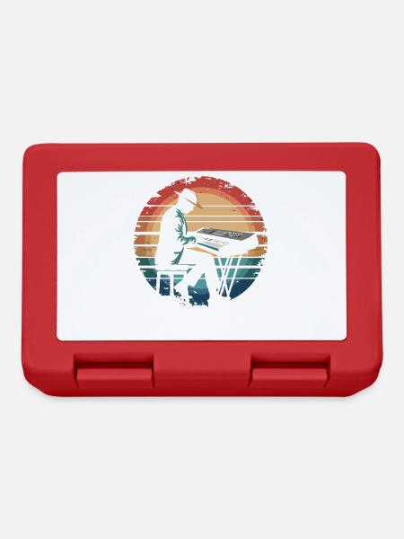 Retro Vintage Keyboard Player Sunset Music Lover - Brotdose - Rot