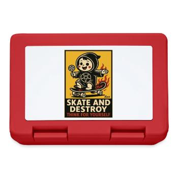 Skate and Destroy Skateboarder Baby on Skateboard - Lunchbox - red - Front