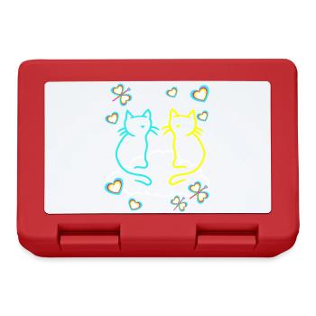 Retro Katzen Katze Kinder Mädchen Jungen Teenies - Brotdose - Rot - Vorne