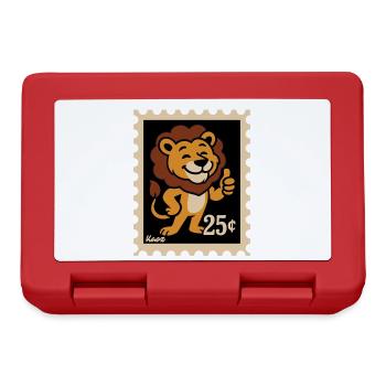 Lion amical sur un timbre-poste - Boîte à goûter - rouge - Devant