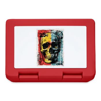 Skull on Colored Retro Postage Stamp - Lunchbox - red - Front