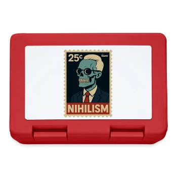 Timbre-poste Nihilism – Squelette en costume - Boîte à goûter - rouge - Devant