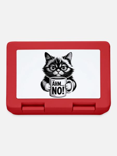 Ähm... No! Katze Mit Kaffee Humor - Brotdose - Rot