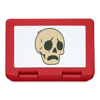 Triste crâne bande dessinée Sticker Design - Boîte à goûter - rouge - Devant