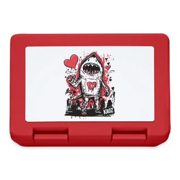 Hai Monster mit Herz in rot und schwarz - Brotdose - Rot - Vorne
