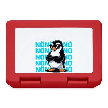 Pinguin mit Spruch – Bevor du fragst: NÖ - Brotdose - Rot - Vorne