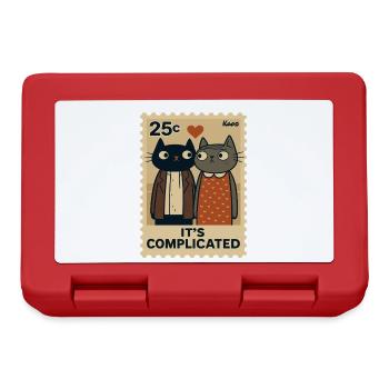 A pair of cats on a stamp with a heart - Lunchbox - red - Front