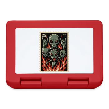 Aliens with mask and fire - Lunchbox - red - Front