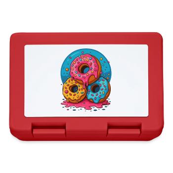 Trois beignets colorés avec glaçage et pépites - Boîte à goûter - rouge - Devant