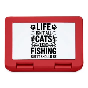 Fishing Saying Fishing Cat Funny Angler Gift - Lunchbox - red - Front