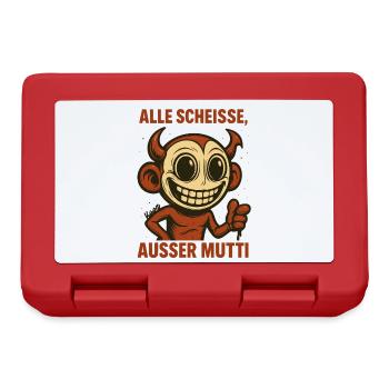 Grinsender Teufel mit Spruch über die gute Mutter - Brotdose - Rot - Vorne