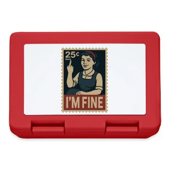 Woman with middle finger and text "I'm fine" - Lunchbox - red - Front