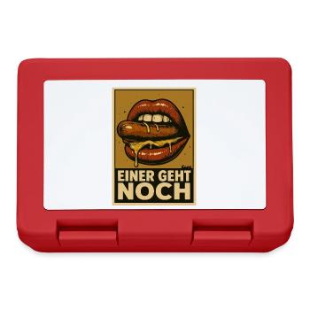 Wurst mit Soße und Spruch „Einer geht noch" - Brotdose - Rot - Vorne