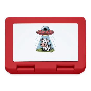Vache avec OVNI et faisceau lumineux Enlèvement extraterrestre - Boîte à goûter - rouge - Devant