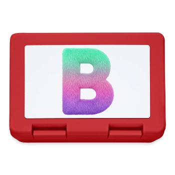 Buchstabe B mit Fell und Pastell Farbverlauf - Brotdose - Rot - Vorne