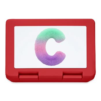 Buchstabe C in Fell Optik und Farbverlauf - Brotdose - Rot - Vorne