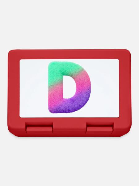 D - Lettre en aspect fourrure et dégradé de couleurs - Boîte à goûter - rouge